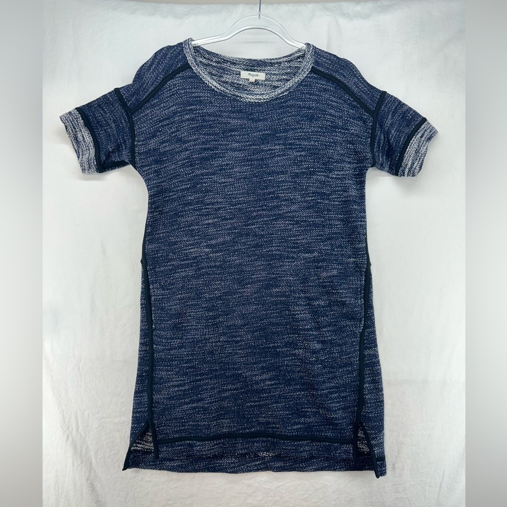Madewell Blue & White Textured‎ Knit Sweater Dress With Pockets Size Small